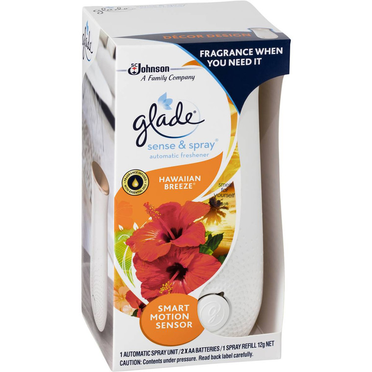 3 PACK OF Glade Sense & Spray Automatic Freshener Hawaiian Breeze 12g