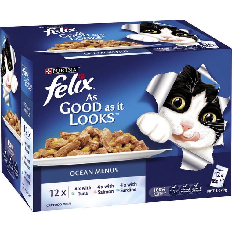 3 PACK OF Felix As Good As It Looks Ocean Menu 85g x 12 pack