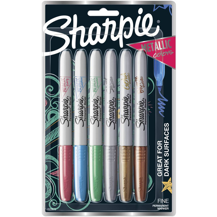 3 PACK OF Sharpie Metallic Fine Permanent Marker 6 pack