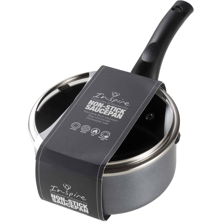 3 PACK OF Inspire Non-stick 16cm Saucepan With Lid