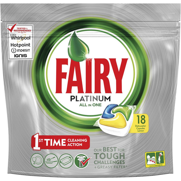 3 PACK OF Fairy Platinum Dishwasher Tablets All In One Lemon 18 capsules