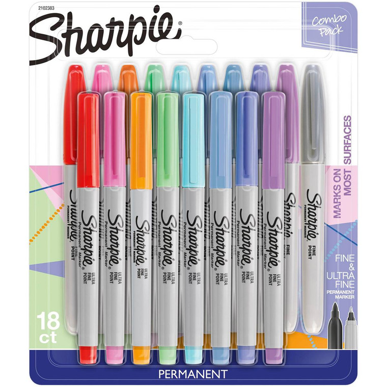 3 PACK OF Sharpie Permanent Markers Mixed Pastel 18 pack