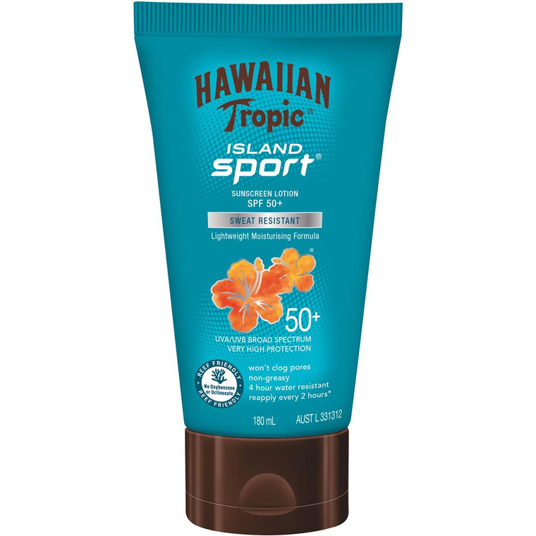 3 PACK OF Hawaiian Tropic Island Sport Sunscreen Lotion Spf 50+ Sweat Resistant 180ml