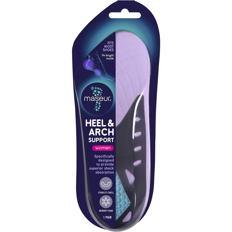 3 PACK OF Maseur Footcare Heel & Arch Insole Womens