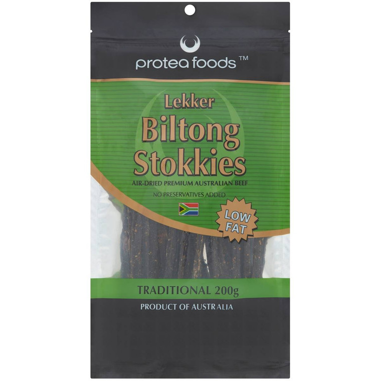 3 PACK OF Protea Foods South African Biltong Stokkies Traditional 200g