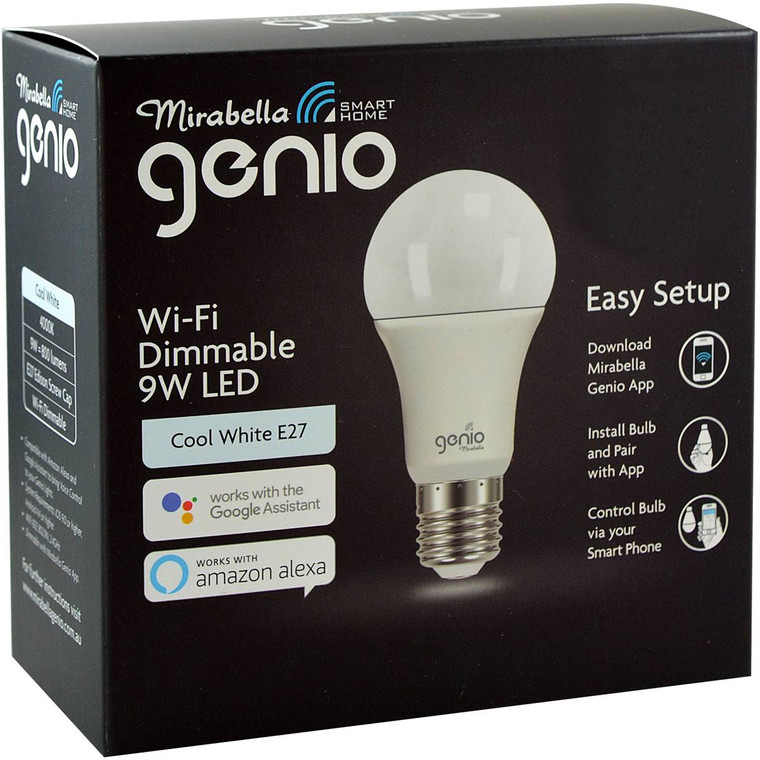 3 PACK OF Mirabella Genio Wifi Dimmable 9w Led Light Bulb