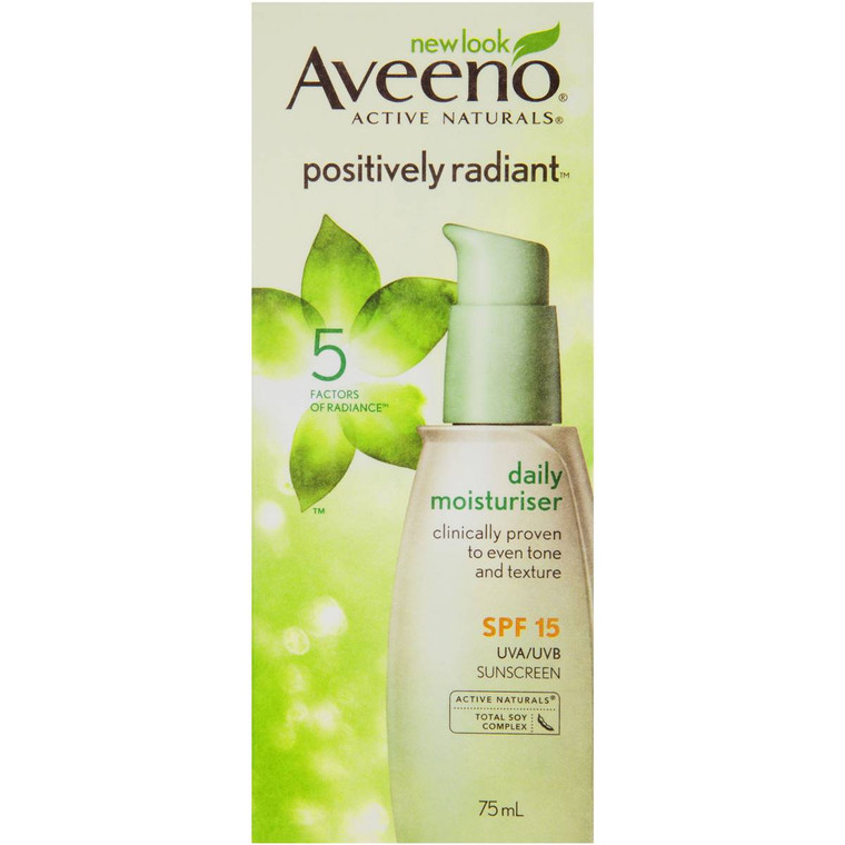 3 PACK OF Aveeno Active Naturals Positively Radiant Moisturiser Spf 15 75ml