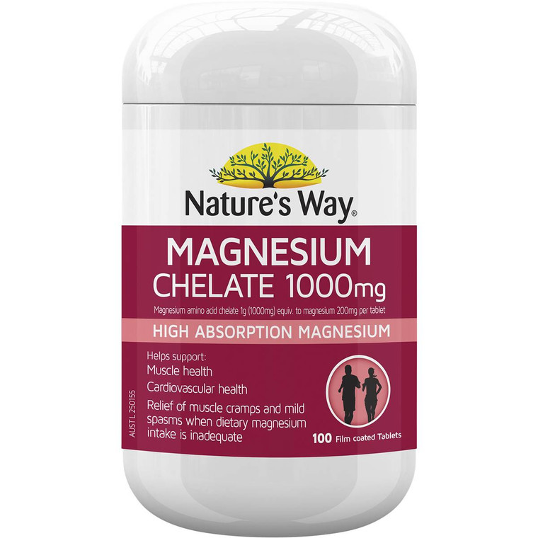 Nature's Way Magnesium Chelate Tablets 1000mg 100 pack