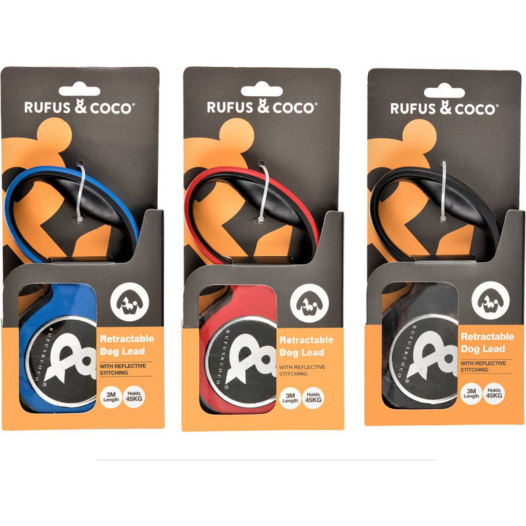 3 PACK OF Rufus & Coco Retractable Lead Large