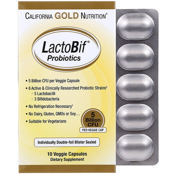 <img alt="California Gold Nutrition, LactoBif Probiotics, 5 Billion CFU, 10 Veggie Capsules" title="California Gold Nutrition, LactoBif Probiotics, 5 Billion CFU, 10 Veggie Capsules,898220009640"