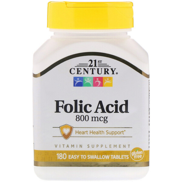 <img alt="21st Century, Folic Acid, 800 mcg, 180 Easy to Swallow Tablets" title="21st Century, Folic Acid, 800 mcg, 180 Easy to Swallow Tablets,740985225639"