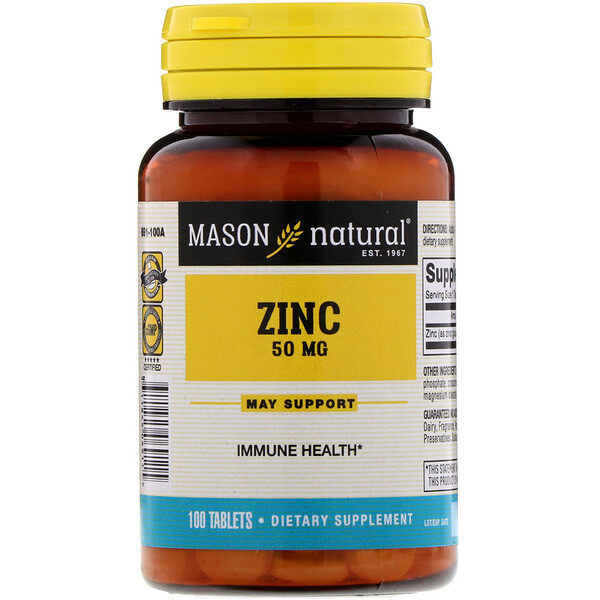 <img alt="Mason Natural, Zinc, 50 mg, 100 Tablets" title="Mason Natural, Zinc, 50 mg, 100 Tablets,311845069115"