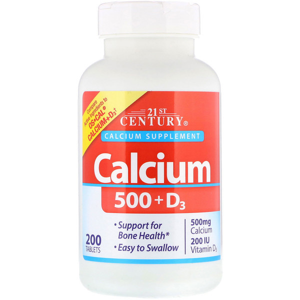21st Century, Calcium 500 + D3, 200 Tablets