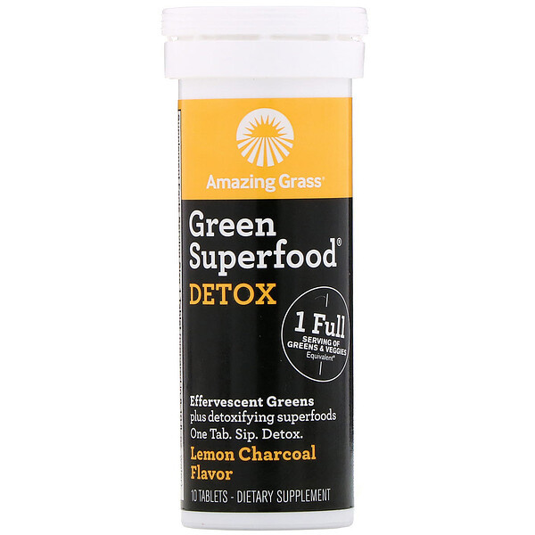 <img alt="Amazing Grass, Green Superfood, Effervescent Greens Detox, Lemon Charcoal Flavor, 10 Tablets" title="Amazing Grass, Green Superfood, Effervescent Greens Detox, Lemon Charcoal Flavor, 10 Tablets,829835007448"