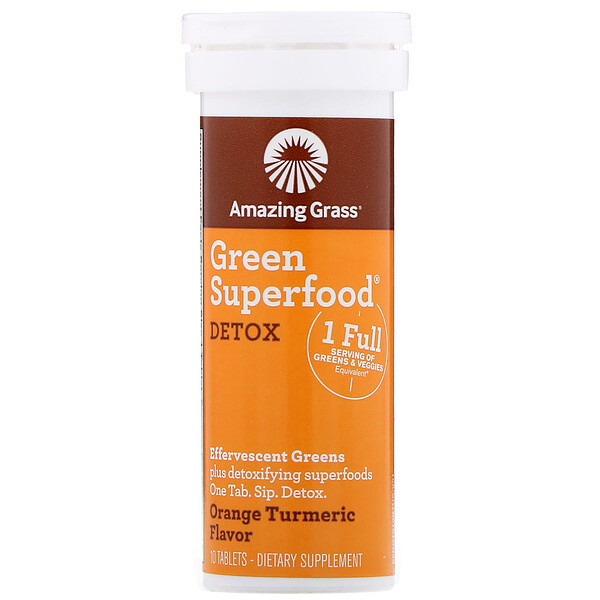 <img alt="Amazing Grass, Green Superfood, Effervescent Greens Detox, Orange Turmeric Flavor, 10 Tablets" title="Amazing Grass, Green Superfood, Effervescent Greens Detox, Orange Turmeric Flavor, 10 Tablets,829835007462"