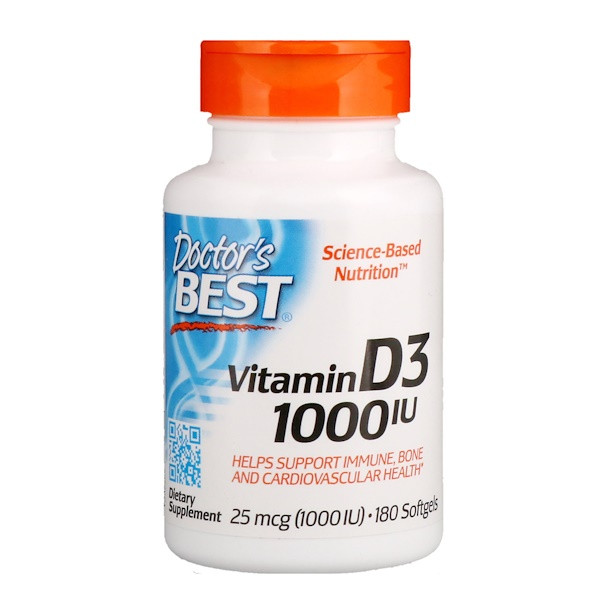 <img alt="Doctors Best, Vitamin D3, 25 mcg (1,000 IU), 180 Softgels" title="Doctors Best, Vitamin D3, 25 mcg (1,000 IU), 180 Softgels,753950002098"