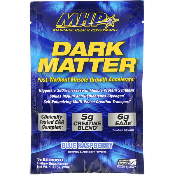 3 PACK of MHP, Dark Matter, Post-Workout Muscle Growth Accelerator, Blue Rasperry, 1.38 oz (39 g)
