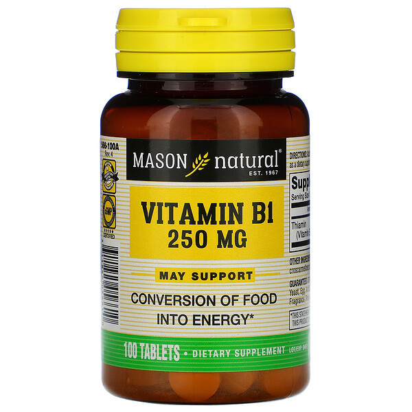 <img alt="Mason Natural, Vitamin B-1, 250 mg, 100 Tablets" title="Mason Natural, Vitamin B-1, 250 mg, 100 Tablets,311845056610"