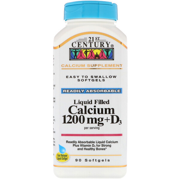 <img alt="21st Century, Liquid Filled Calcium 1200 mg + D3, 90 Softgels" title="21st Century, Liquid Filled Calcium 1200 mg + D3, 90 Softgels,740985226537"