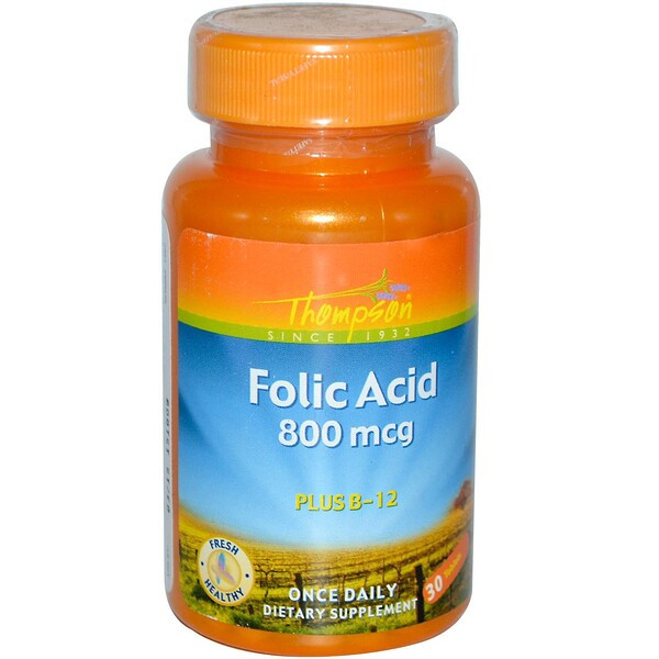 <img alt="Thompson, Folic Acid, Plus B-12, 800 mcg, 30 Tablets" title="Thompson, Folic Acid, Plus B-12, 800 mcg, 30 Tablets,031315198953"