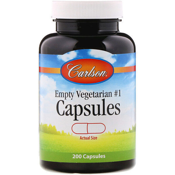 <img alt="Carlson Labs, Empty Vegetarian #1 Capsules, 200 Capsules" title="Carlson Labs, Empty Vegetarian #1 Capsules, 200 Capsules,088395941405"