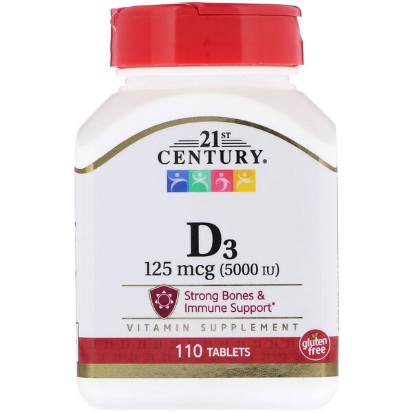 <img alt="21st Century, Vitamin D3, 125 mcg (5000 IU), 110 Tablets" title="21st Century, Vitamin D3, 125 mcg (5000 IU), 110 Tablets,740985272886"