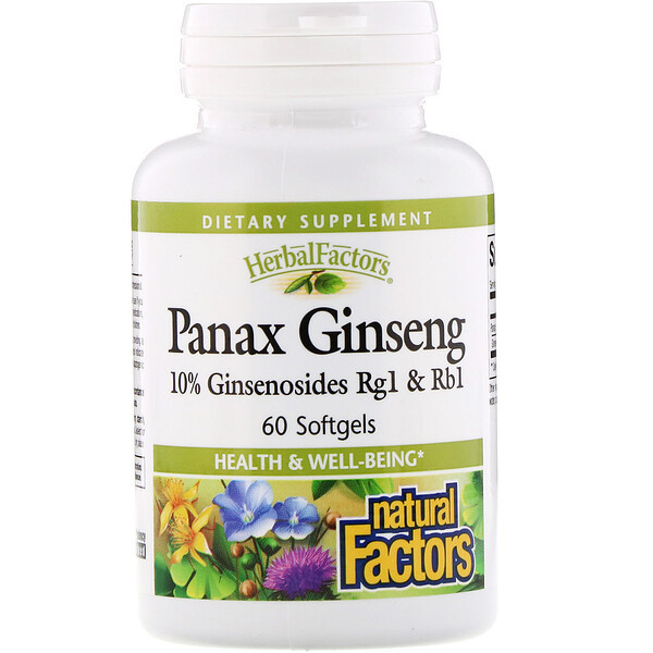 <img alt="Natural Factors, HerbalFactors, Panax Ginseng, 60 Softgels" title="Natural Factors, HerbalFactors, Panax Ginseng, 60 Softgels,068958041735"