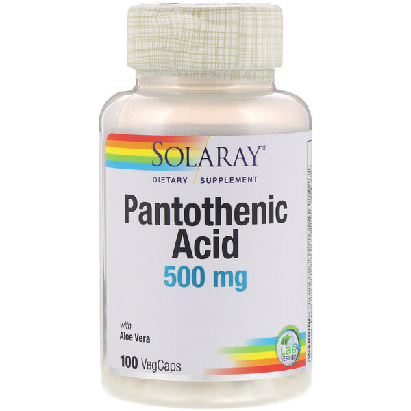 <img alt="Solaray Pantothenic Acid - 500 mg - 100 Capsules" title="Solaray Pantothenic Acid - 500 mg - 100 Capsules,076280043808"