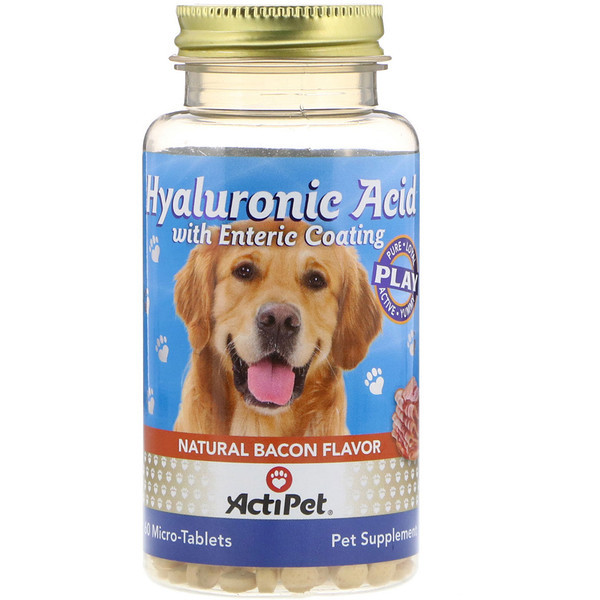 Actipet, Hyaluronic Acid with Enteric Coating, for Dogs, Natural Bacon Flavor, 60 Micro-Tablets