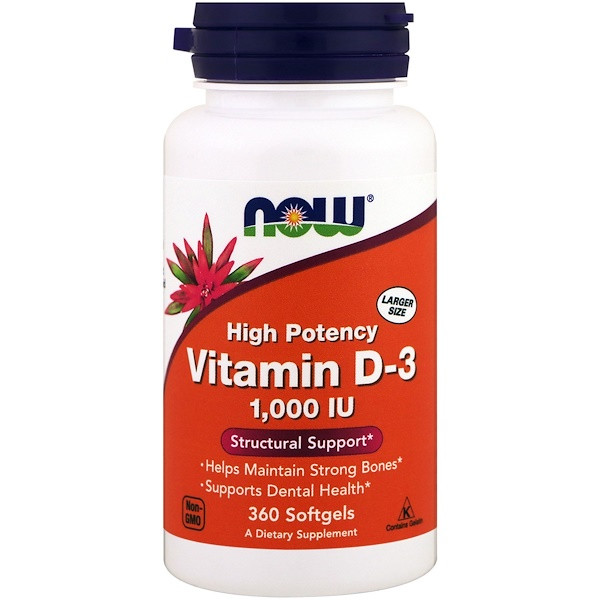 <img alt="Now Foods, Vitamin D-3 High Potency, 1,000 IU, 360 Softgels" title="Now Foods, Vitamin D-3 High Potency, 1,000 IU, 360 Softgels,733739003751"