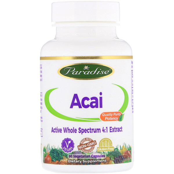 <img alt="Paradise Herbs, Acai, 60 Vegetarian Capsules" title="Paradise Herbs, Acai, 60 Vegetarian Capsules,601944777159"