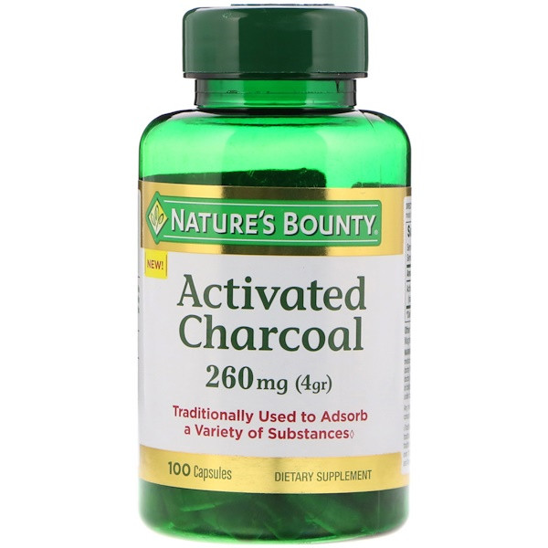 Natures Bounty, Activated Charcoal, 260 mg, 100 Capsules