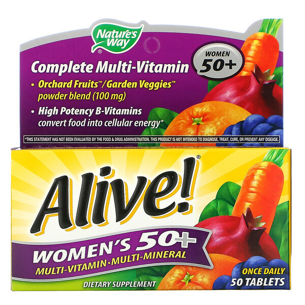 <img alt="Natures Way, Alive! Womens 50+ Complete Multi-Vitamin, 50 Tablets" title="Natures Way, Alive! Womens 50+ Complete Multi-Vitamin, 50 Tablets,033674602430"