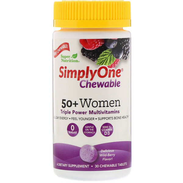 <img alt="Super Nutrition, SimplyOne, 50+  Women, Triple Power Chewable Multivitamin, Wild-Berry Flavor, 30 Chewable Tablets" title="Super Nutrition, SimplyOne, 50+  Women, Triple Power Chewable Multivitamin, Wild-Berry Flavor, 30 Chewable Tablets,033739002700"