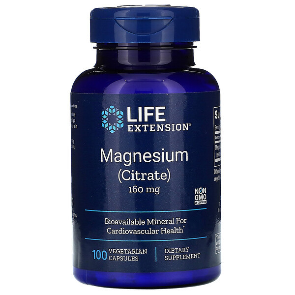 <img alt="Life Extension, Magnesium (Citrate), 160 mg, 100 Vegetarian Capsules" title="Life Extension, Magnesium (Citrate), 160 mg, 100 Vegetarian Capsules,737870168218"