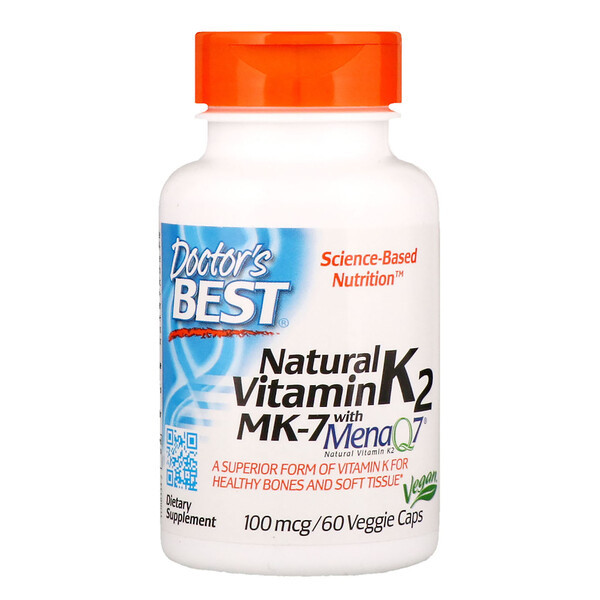<img alt="Doctors Best, Natural Vitamin K2 MK-7 with MenaQ7, 100 mcg, 60 Veggie Caps" title="Doctors Best, Natural Vitamin K2 MK-7 with MenaQ7, 100 mcg, 60 Veggie Caps,753950003347"