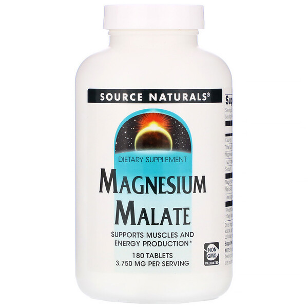 <img alt="Source Naturals, Magnesium Malate, 1,250 mg, 180 Tablets" title="Source Naturals, Magnesium Malate, 1,250 mg, 180 Tablets,021078002628"