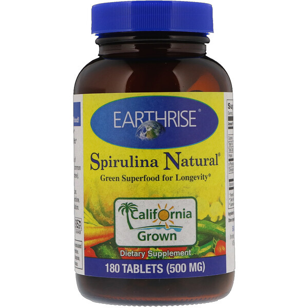 <img alt="Earthrise, Spirulina Natural, 500 mg, 180 Tablets" title="Earthrise, Spirulina Natural, 500 mg, 180 Tablets,032602120008"