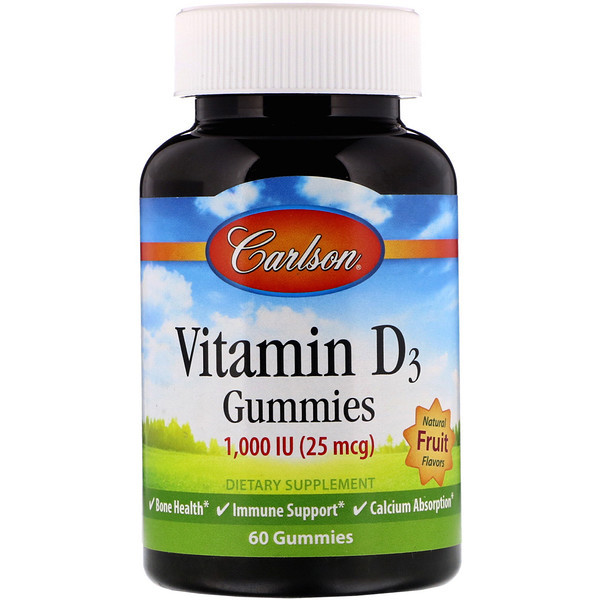 <img alt="Carlson Labs, Vitamin D3 Gummies, Natural Fruit Flavors, 1,000 IU, 60 Gummies" title="Carlson Labs, Vitamin D3 Gummies, Natural Fruit Flavors, 1,000 IU, 60 Gummies,088395494000"