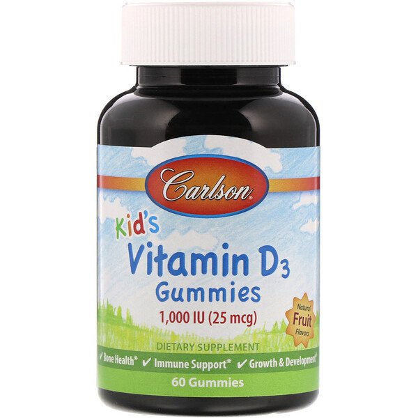 <img alt="Carlson Labs, Kids Vitamin D3 Gummies, Natural Fruit Flavors, 1,000 IU, 60 Gummies" title="Carlson Labs, Kids Vitamin D3 Gummies, Natural Fruit Flavors, 1,000 IU, 60 Gummies,088395494307"