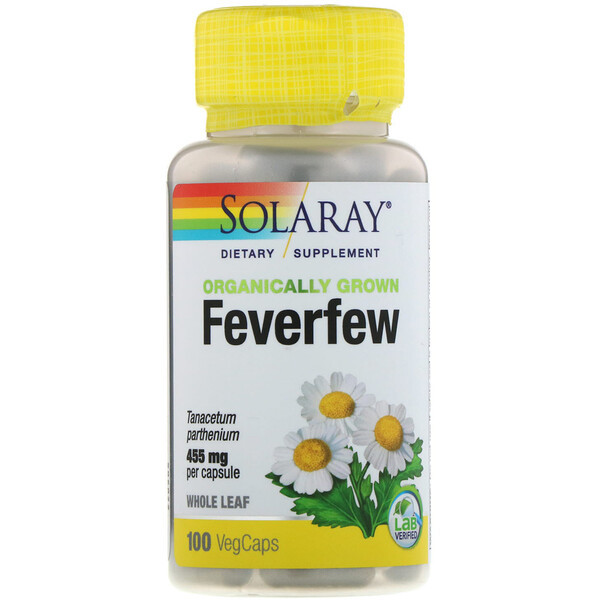 <img alt="Solaray, Organically Grown Feverfew - 100 Vegetarian Capsules" title="Solaray, Organically Grown Feverfew - 100 Vegetarian Capsules,076280192766"