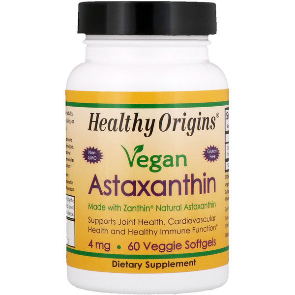Healthy Origins, Vegan Astaxanthin, 4 mg, 60 Veggie Softgels
