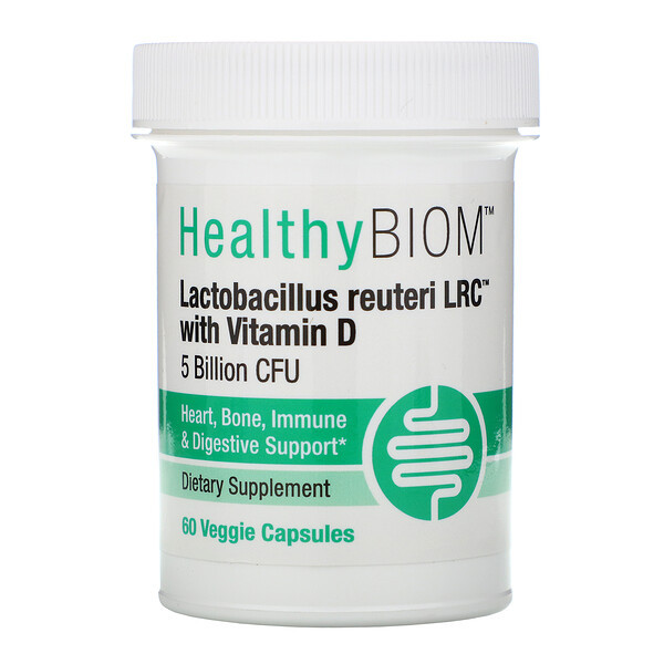<img alt="HealthyBiom, Lactobacillus Reuteri LRC with Vitamin D, 5 Billion CFUs, 60 Veggie Capsules" title="HealthyBiom, Lactobacillus Reuteri LRC with Vitamin D, 5 Billion CFUs, 60 Veggie Capsules,898220016495"