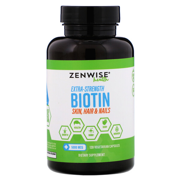 Zenwise Health, Extra-Strength Biotin, 5000 mcg, 120 Vegetarian Capsules