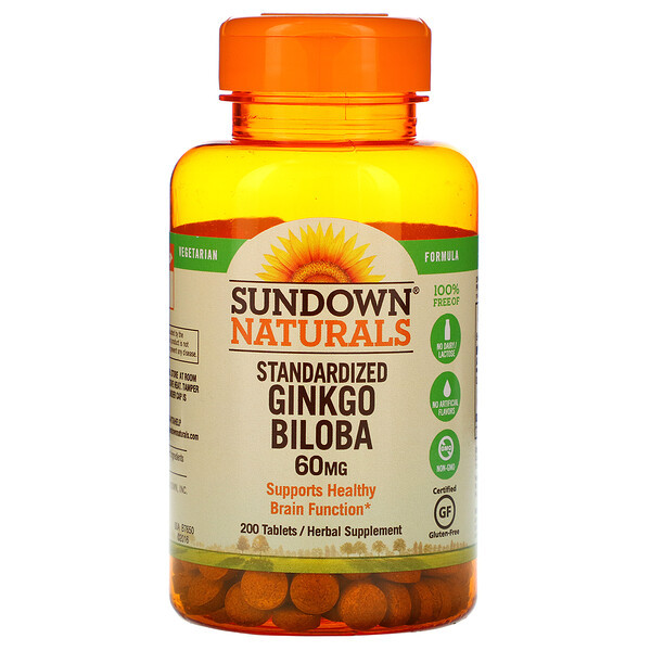 <img alt="Sundown Naturals, Standardized Ginkgo Biloba, 60 mg, 200 Tablets" title="Sundown Naturals, Standardized Ginkgo Biloba, 60 mg, 200 Tablets,030768018801"