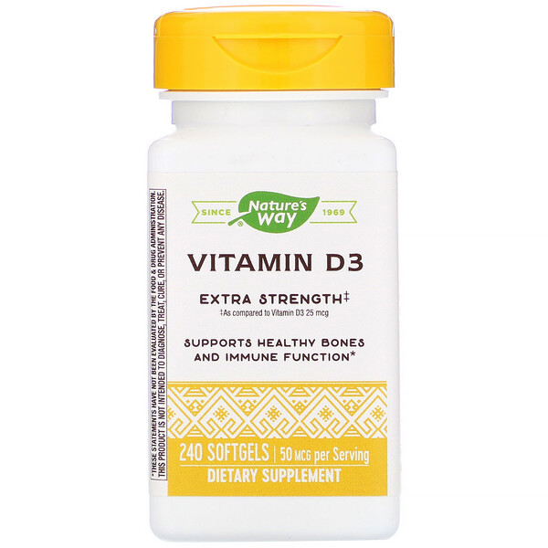 <img alt="Natures Way, Vitamin D3, 2,000 IU, 240 Softgels" title="Natures Way, Vitamin D3, 2,000 IU, 240 Softgels,033674156049"