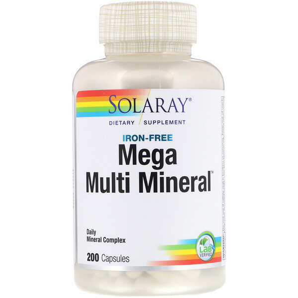 <img alt="Solaray, Mega Multi Mineral, Iron Free, 200 Capsules" title="Solaray, Mega Multi Mineral, Iron Free, 200 Capsules,076280045147"