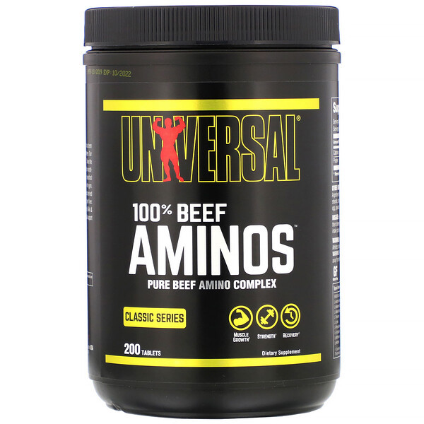 <img alt="Universal Nutrition, 100% Beef Aminos, 200 Tablets" title="Universal Nutrition, 100% Beef Aminos, 200 Tablets,039442010650"