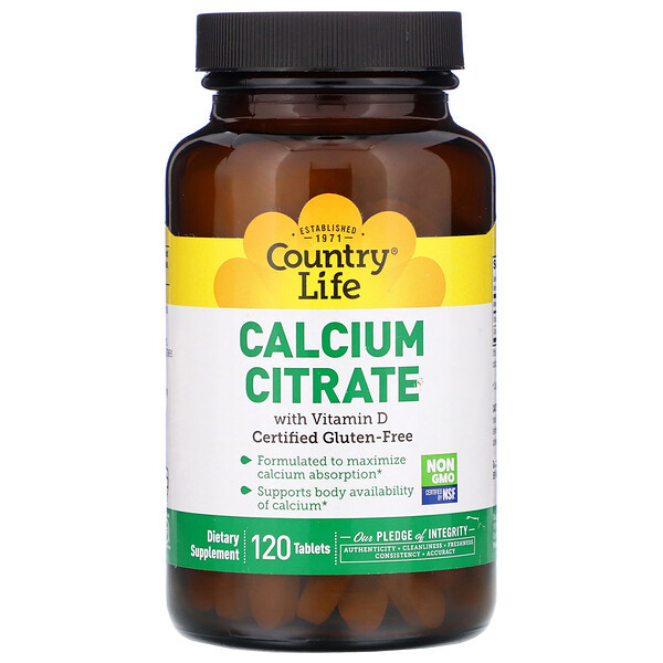 <img alt="Country Life, Calcium Citrate With Vitamin D, 120 Tablets" title="Country Life, Calcium Citrate With Vitamin D, 120 Tablets,015794025559"