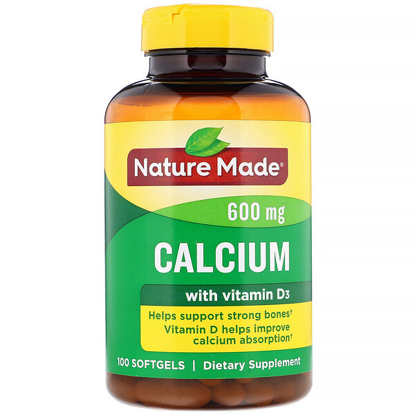 <img alt="Nature Made, Calcium with Vitamin D3, 600 mg, 100 Softgels" title="Nature Made, Calcium with Vitamin D3, 600 mg, 100 Softgels,031604025083"